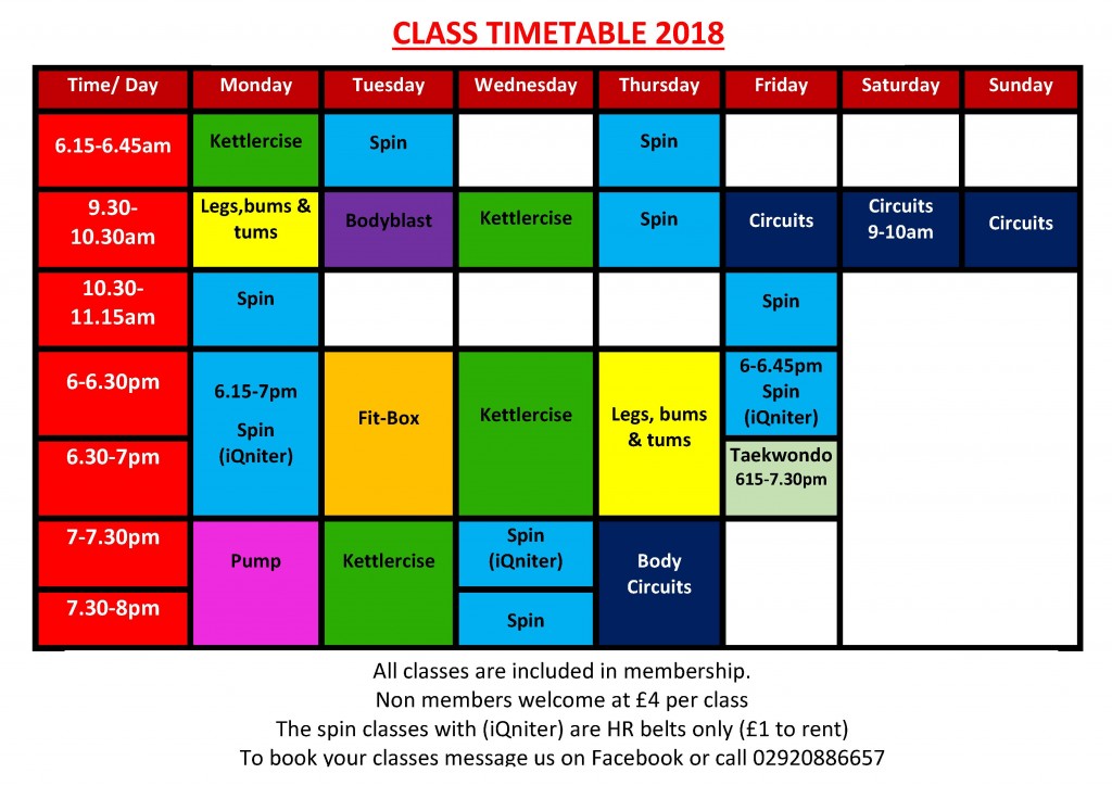 class timetable 2018 pic Quest Fitness